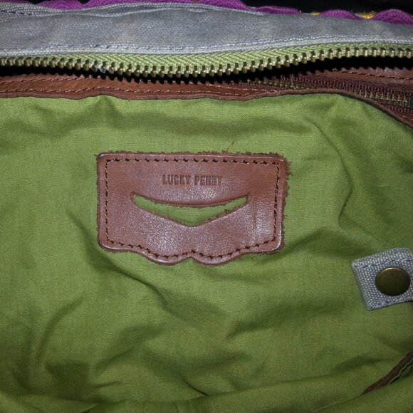 Lucky Penny Anthropologie Purse Handbag Tote Hobo Boho Bohemian Yellow Gray - Picture 11 of 16